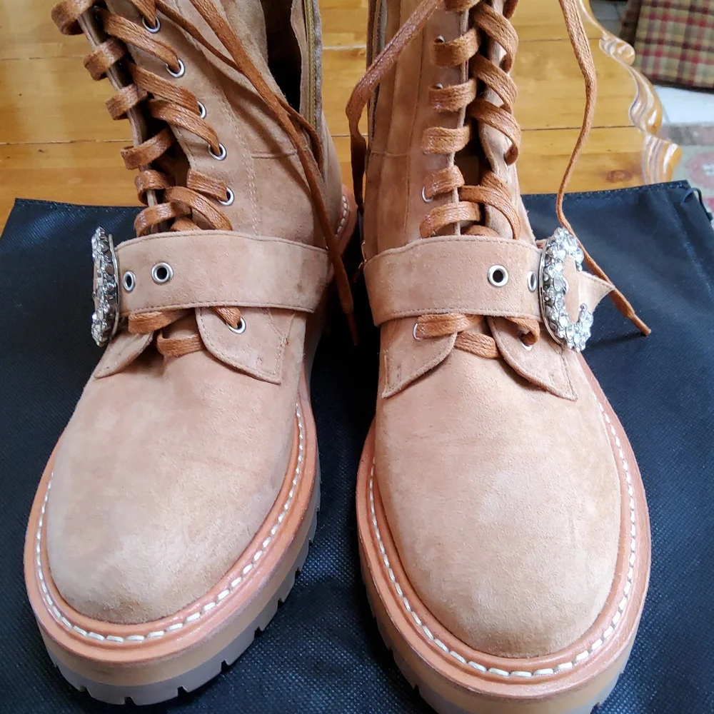 Jimmy Choo Cora Suede Combat Boots! EUC! - Picture 2 of 8